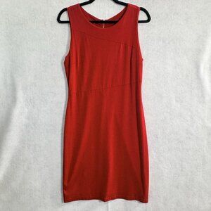 NOIR Women Short Sleeve Zip Back Stretch Sheath Dress Sz M Red Office 49-8